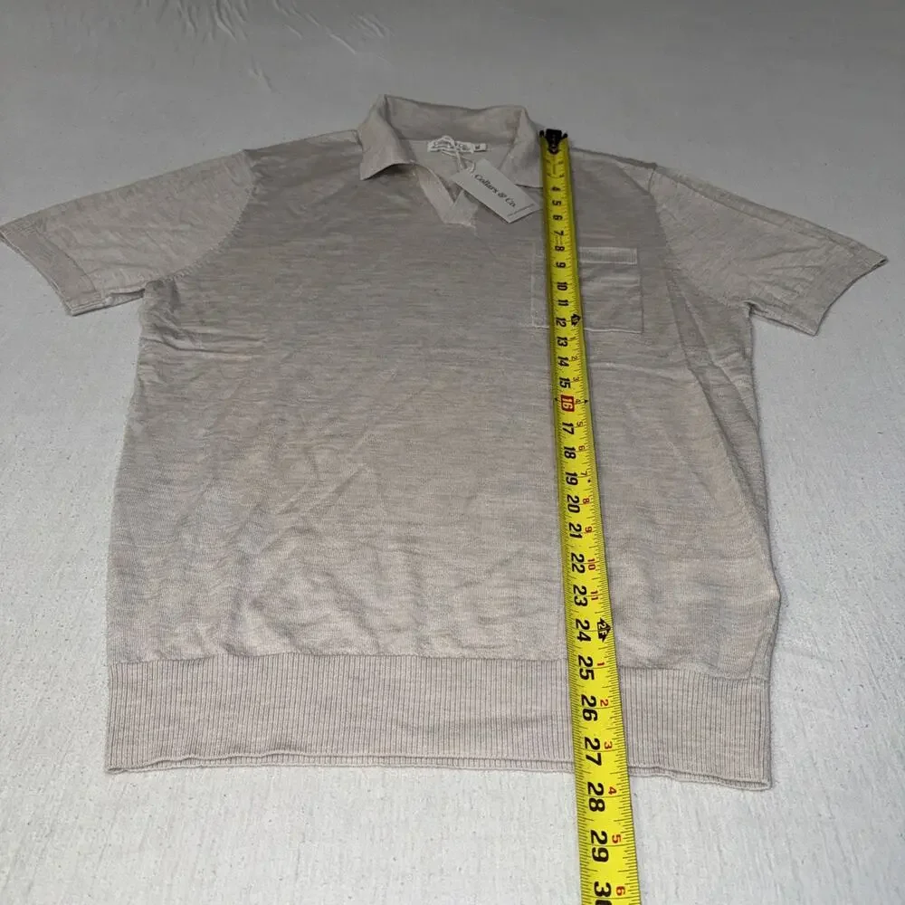 Collars & Co. Australian Marino Wool Short Sleeve Polo Tan Men’s Medium NWT